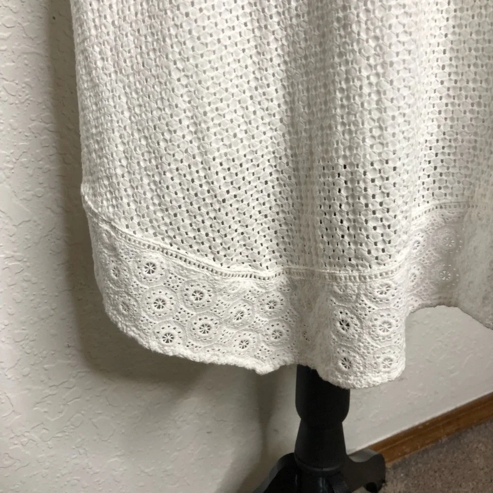 Cabi Lizzie white mixed eyelet overlay tie front dress‎ size 4 #5106